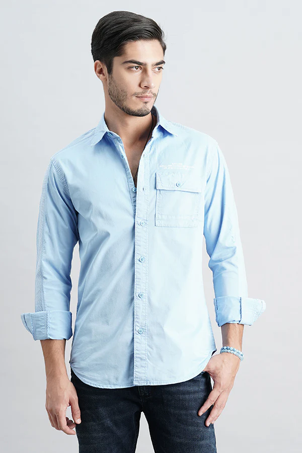 Airforce Blue Full Sleeve Solid Shirt
