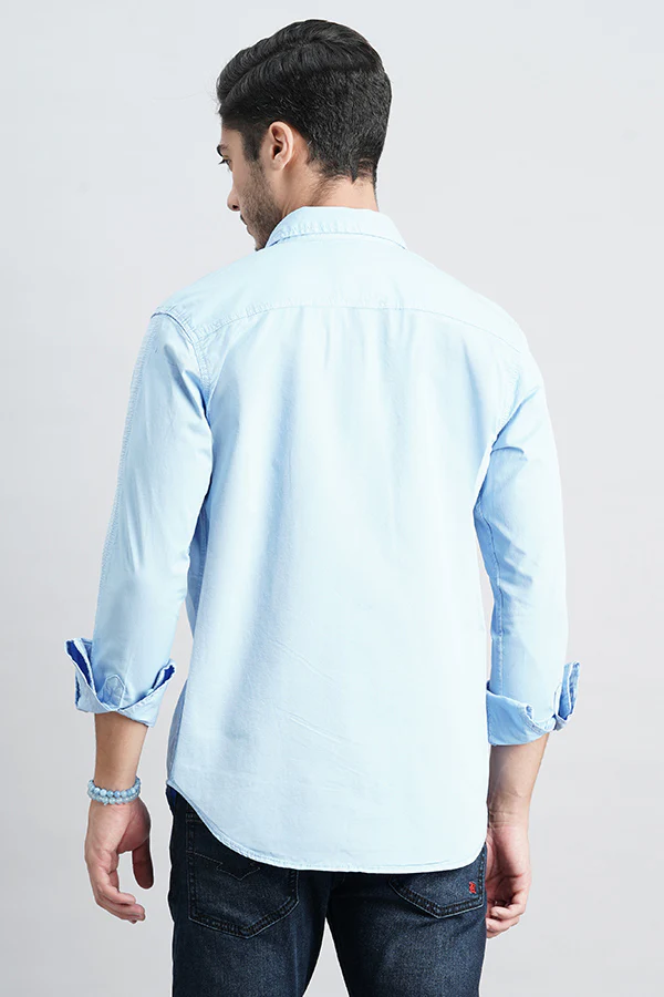 Airforce Blue Full Sleeve Solid Shirt - Image 4