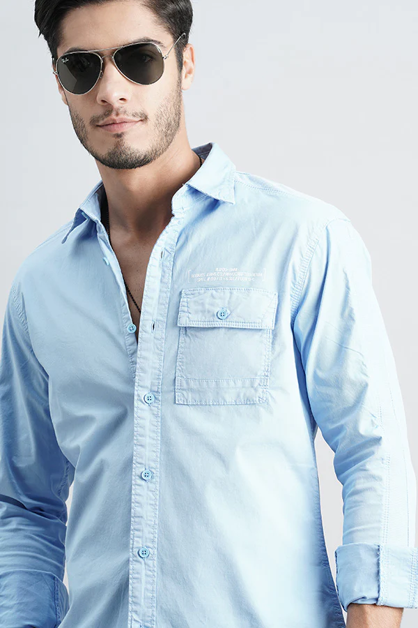 Airforce Blue Full Sleeve Solid Shirt - Image 6