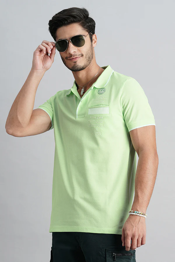 Aptina Green Half Sleeve Pique Polo Tee - Image 5