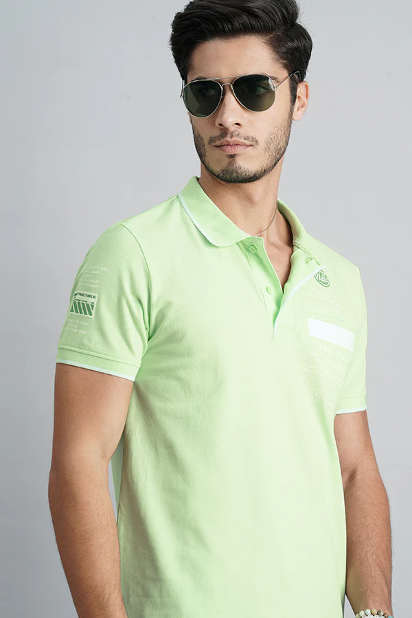 Aptina Green Half Sleeve Pique Polo Tee - Image 6