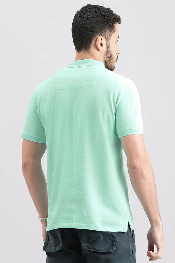 Aqua Blue Half Sleeve Pique Polo Tee - Image 4