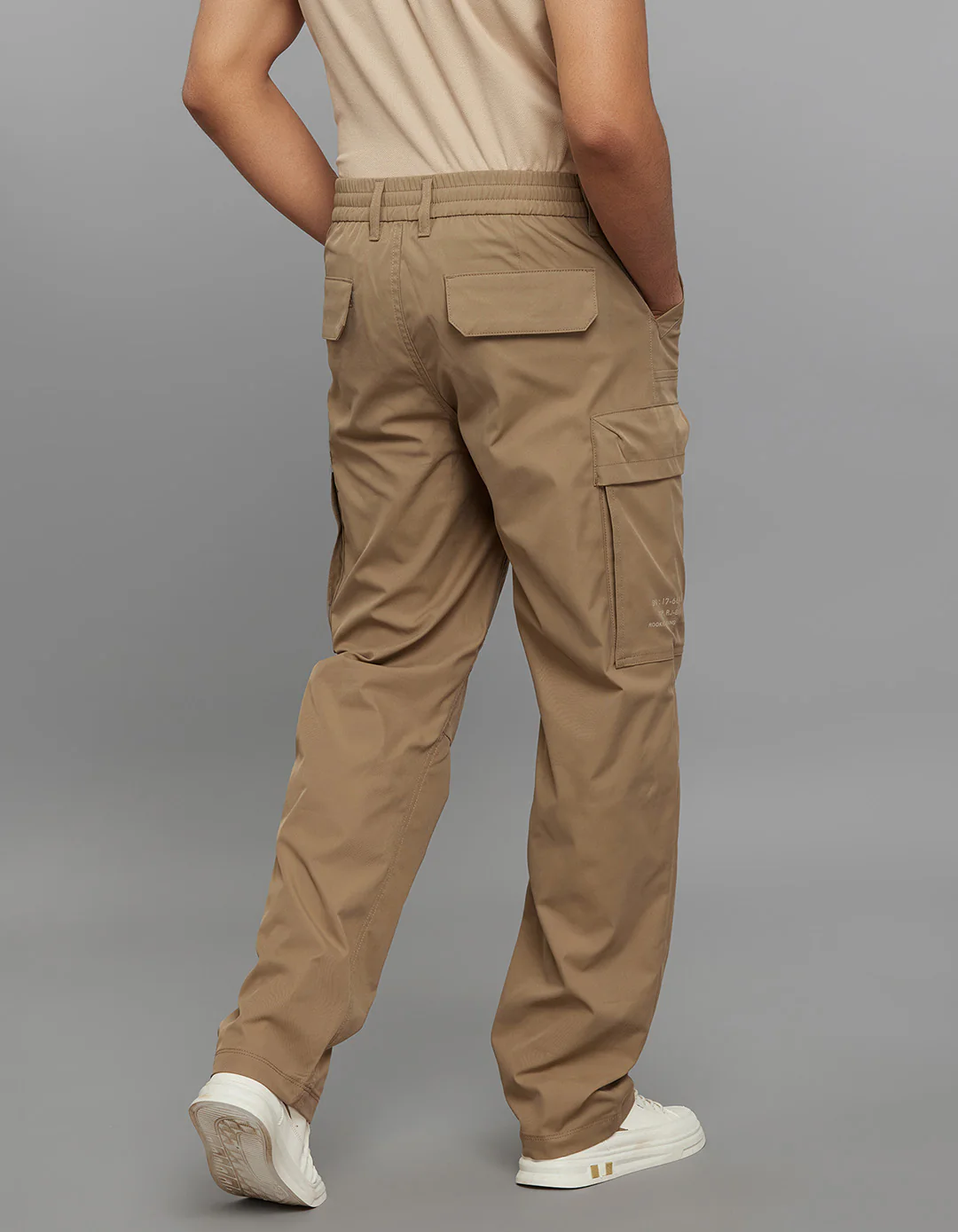 Army Khaki Comfort Straight Fit 100% Polyestor Cargo Pants - Image 6