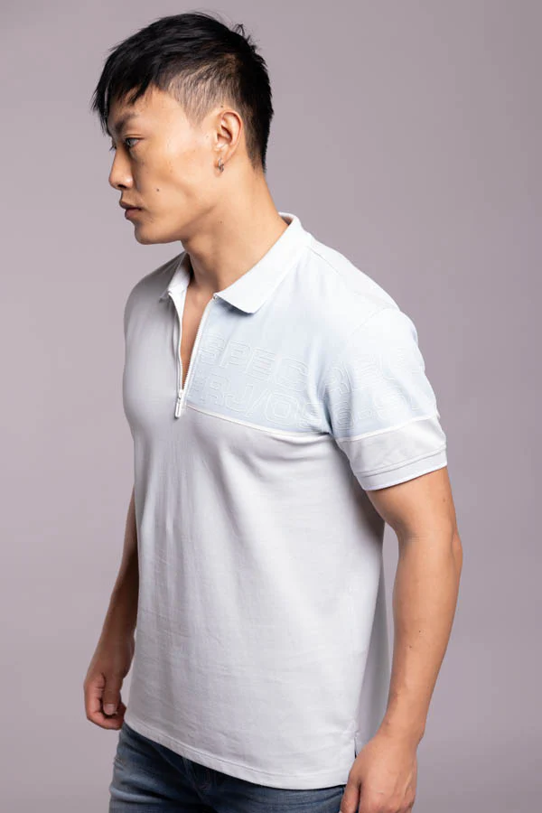 Baby Blue Half Sleeves Pique Polo Tee - Image 3