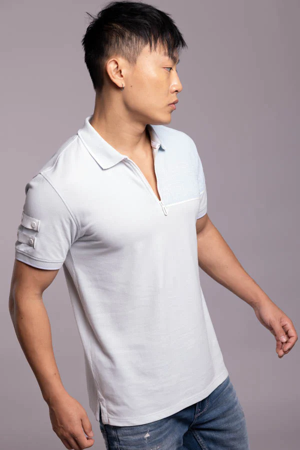 Baby Blue Half Sleeves Pique Polo Tee - Image 4