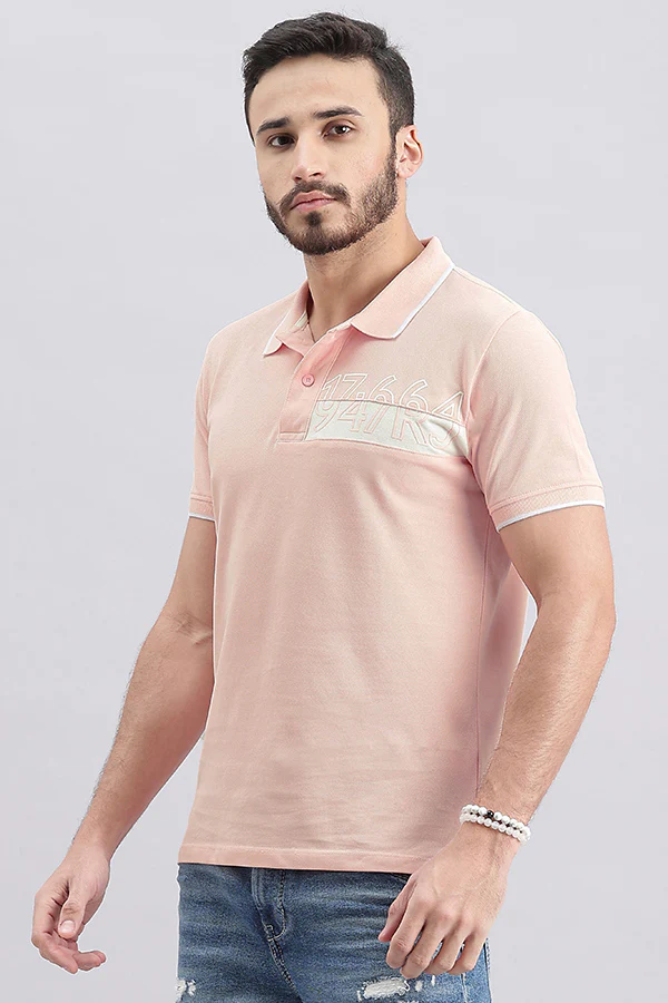 Baby Pink Half Sleeve Pique Polo Tee - Image 5