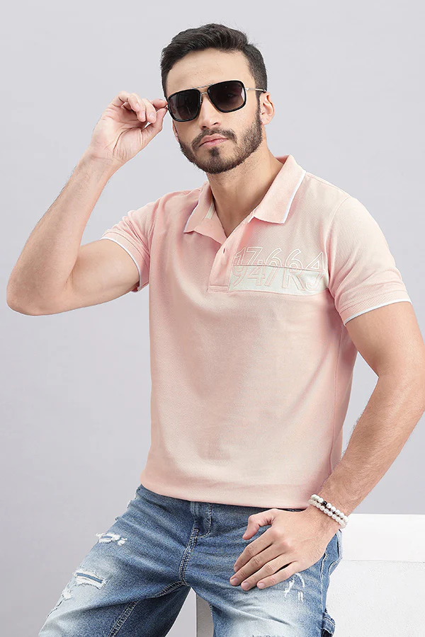 Baby Pink Half Sleeve Pique Polo Tee - Image 6