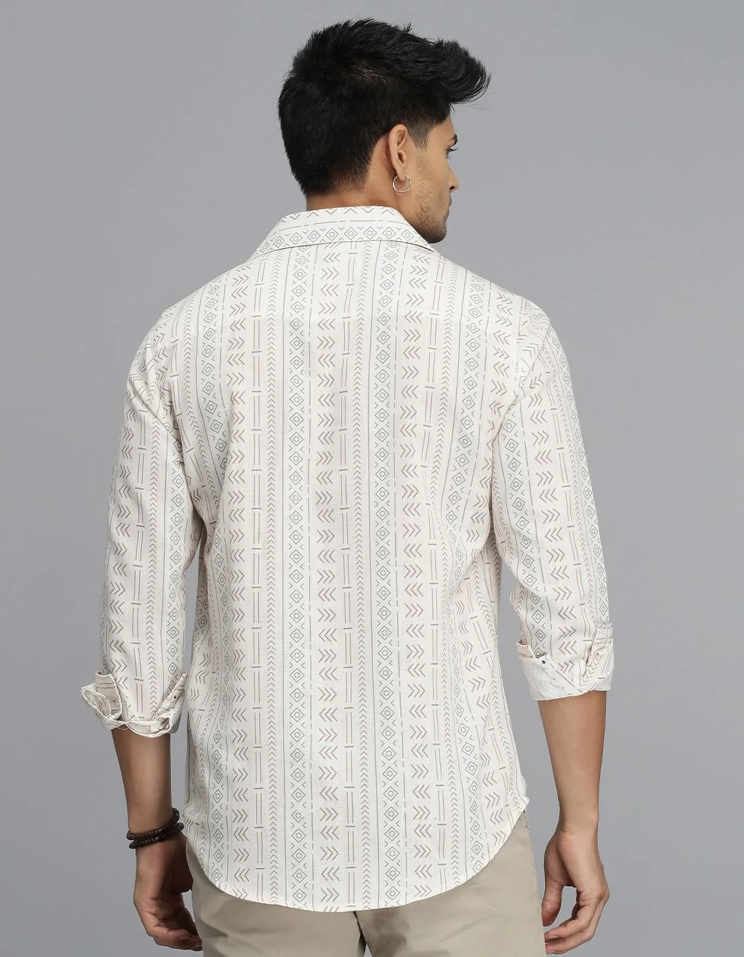 Beige Full Sleeves Printed Shirt - Image 5