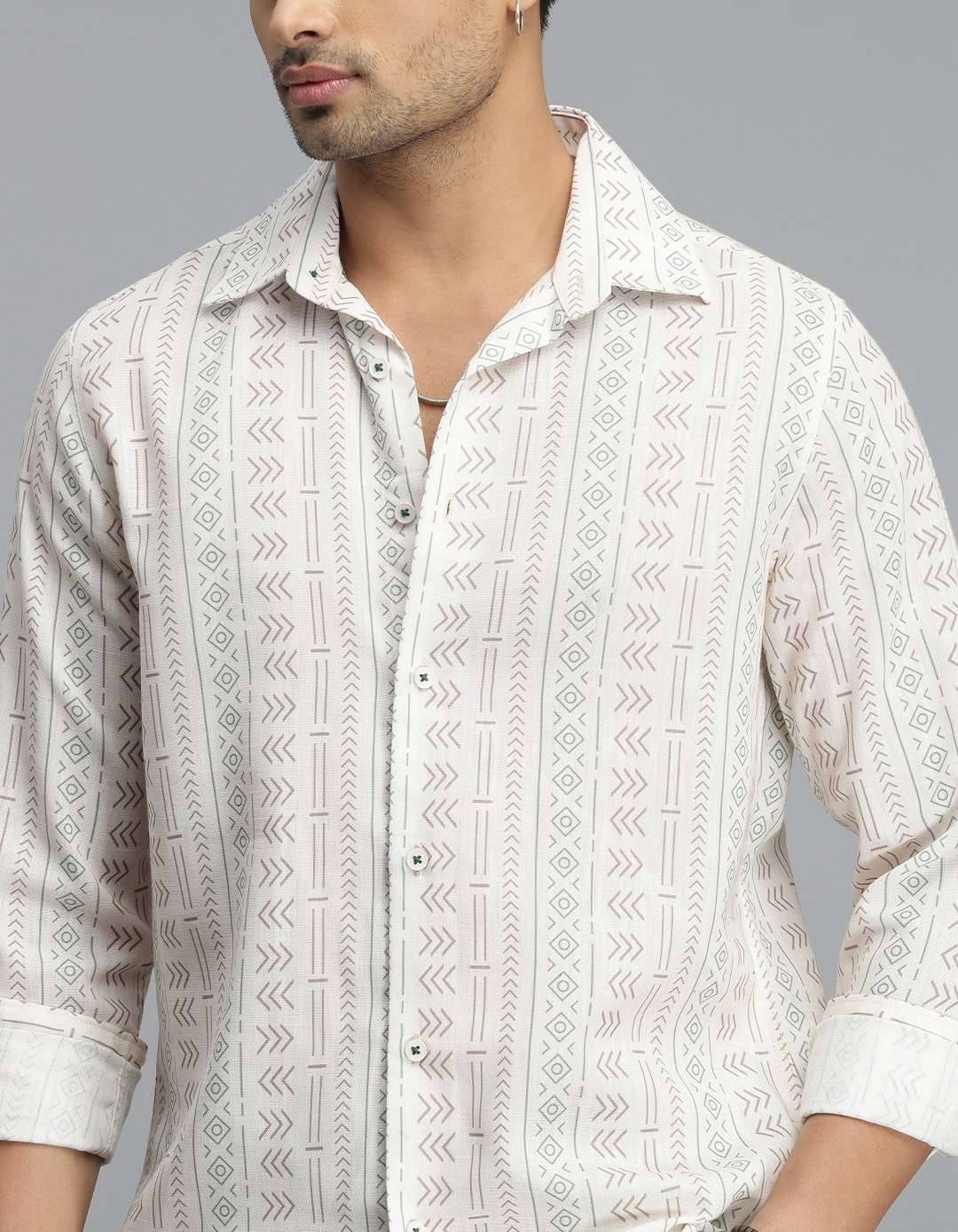 Beige Full Sleeves Printed Shirt - Image 6