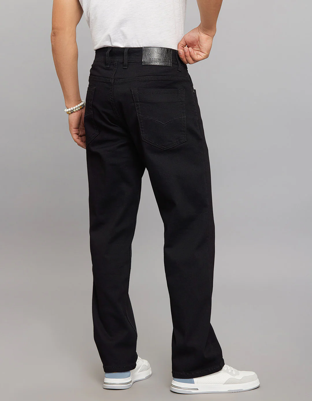 Black 5 Pocket Cropped Mid Rise, Comfort & Straight Fit Stretch Jeans - Image 5