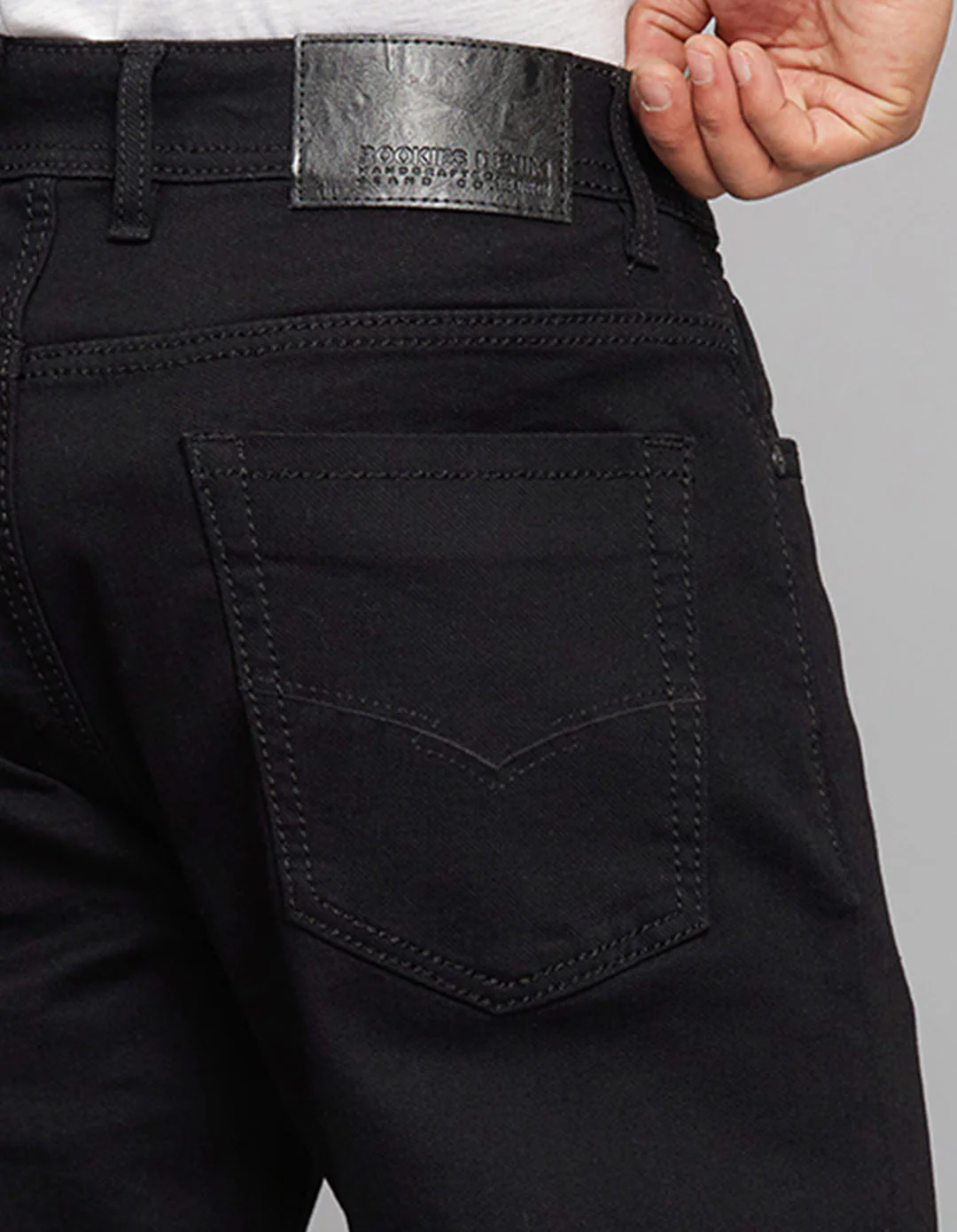 Black 5 Pocket Cropped Mid Rise, Comfort & Straight Fit Stretch Jeans - Image 6