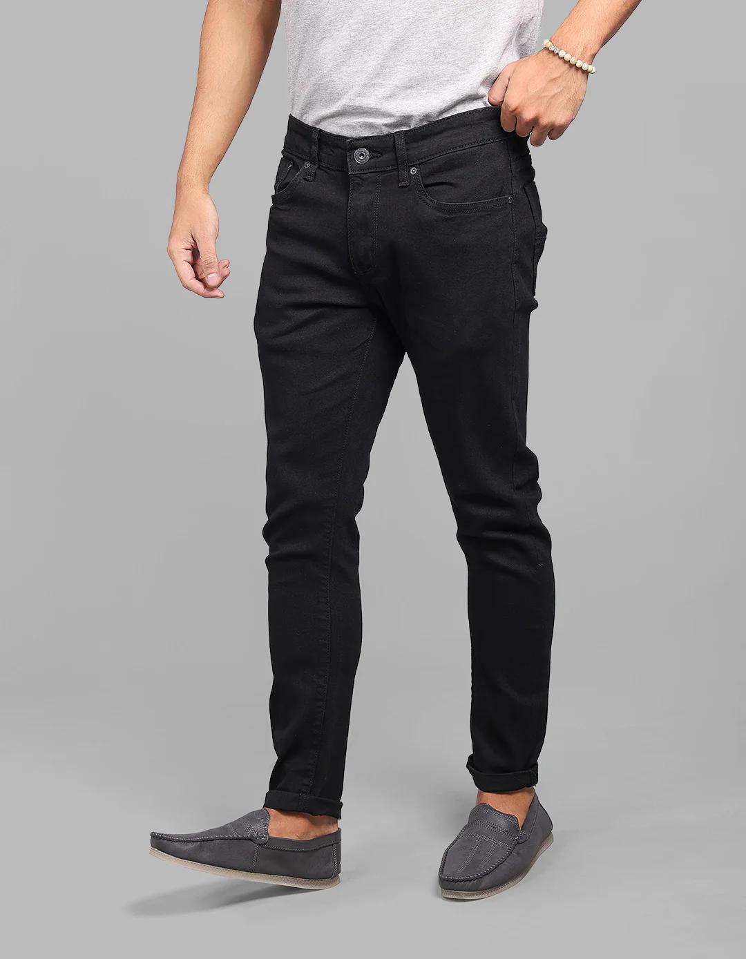Black 5 Pocket Low-Rise Ankle Length Stretch Jeans - Image 3
