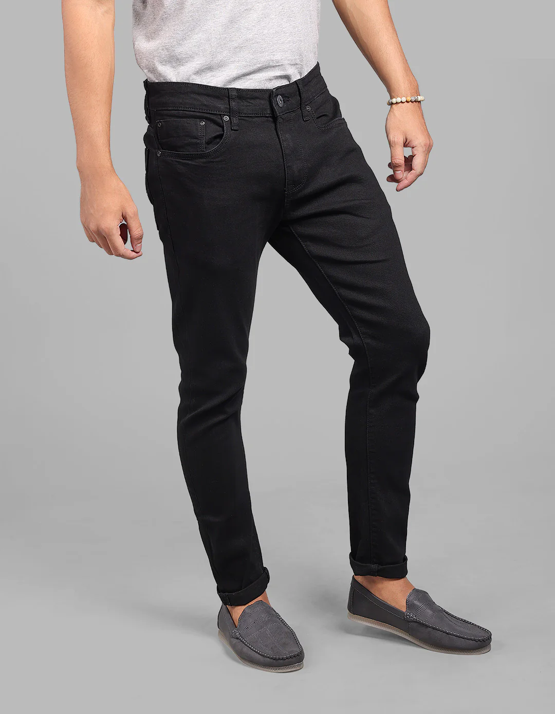 Black 5 Pocket Low-Rise Ankle Length Stretch Jeans - Image 4