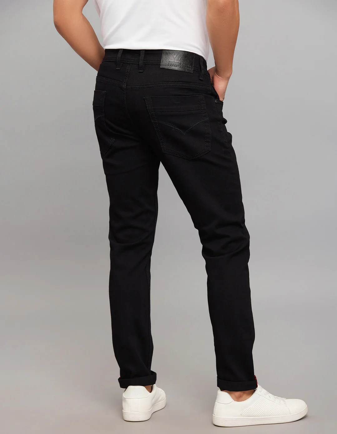 Black 5 Pocket Low-Rise Tapered Ankle Length Stretch Jeans - Image 5