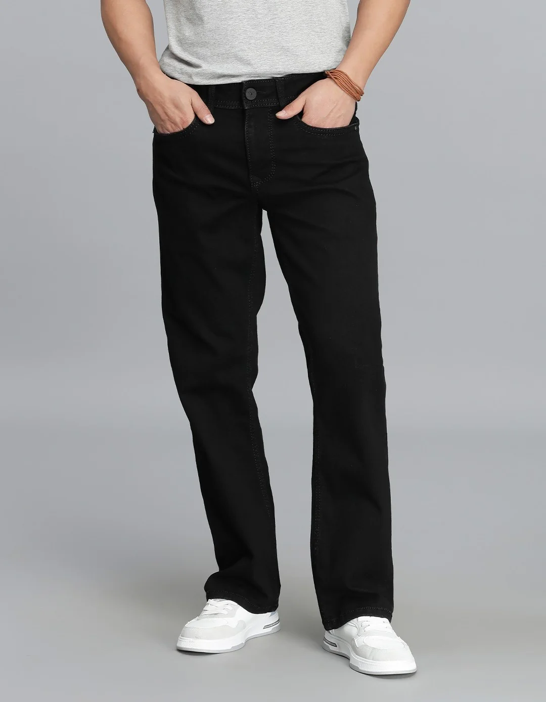 Black 5 Pocket Mid Rise Loose Boot Leg Cropped Jeans