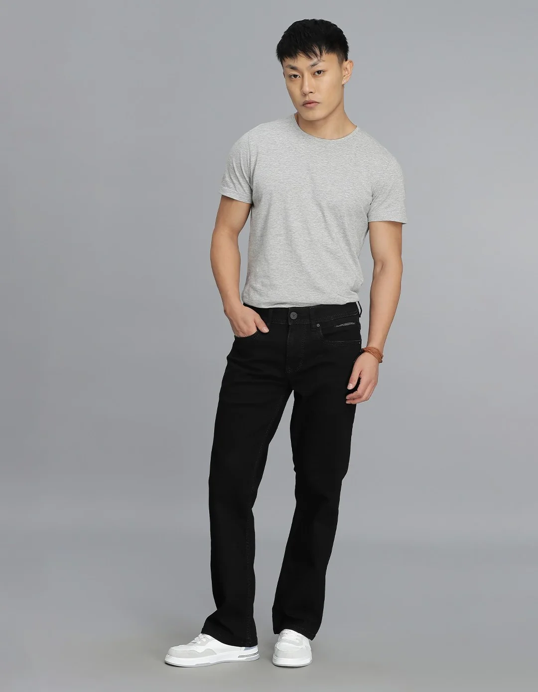 Black 5 Pocket Mid Rise Loose Boot Leg Cropped Jeans - Image 2