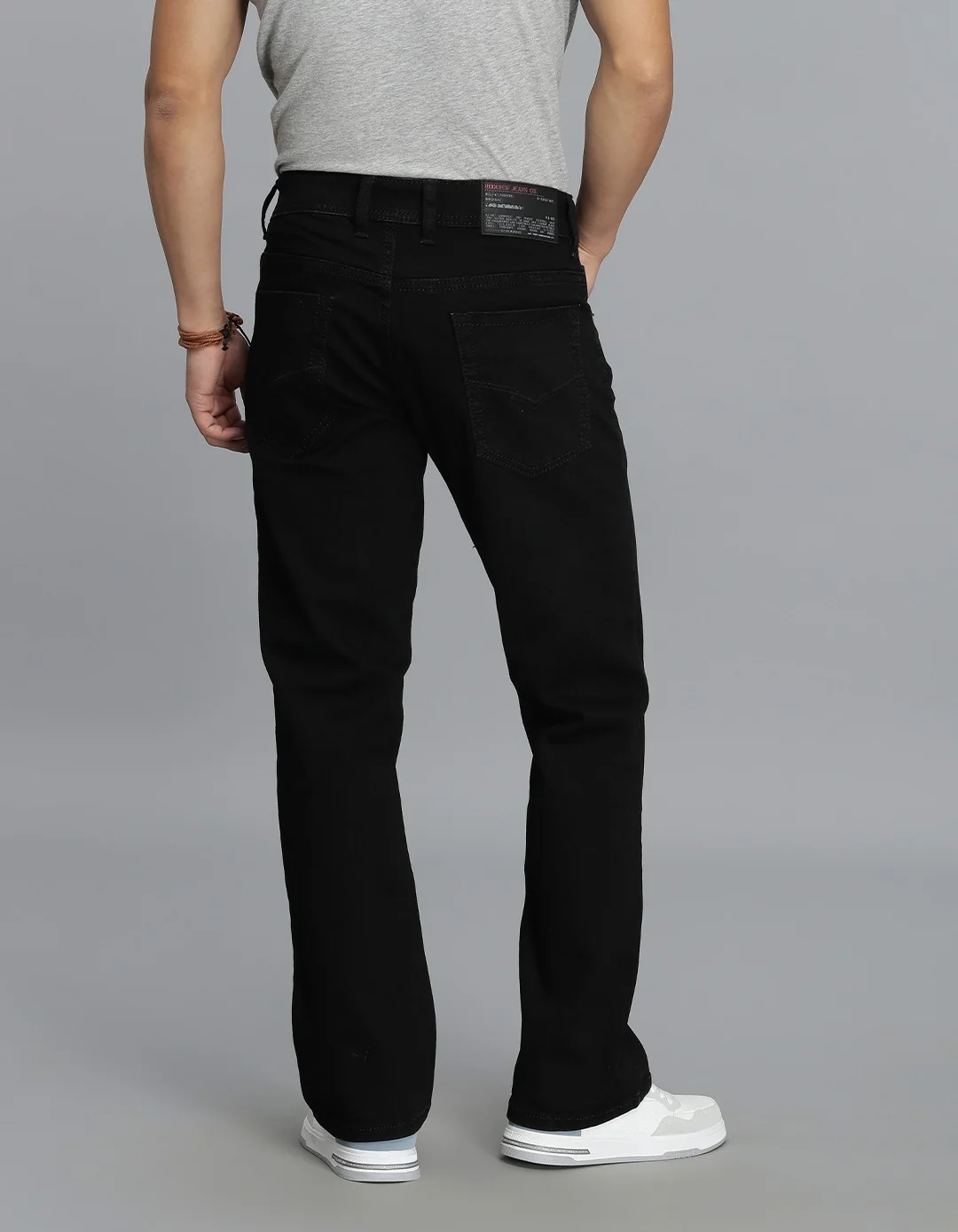 Black 5 Pocket Mid Rise Loose Boot Leg Cropped Jeans - Image 5