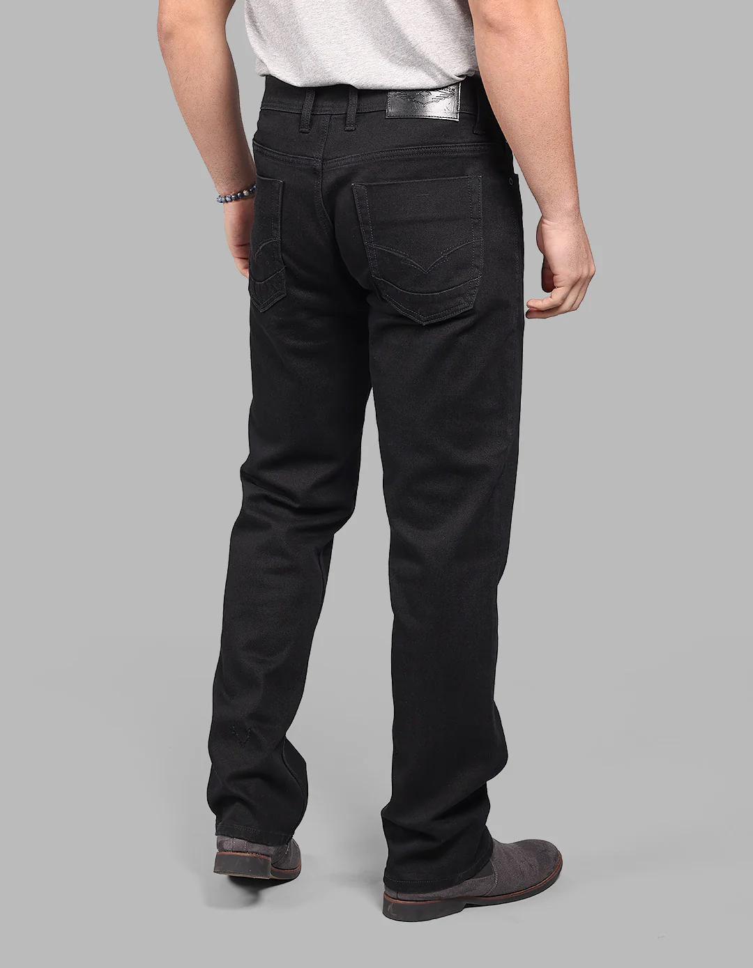 Black 5 Pocket Midrise, Comfort And Straight Crop Length Stretch Jeans - Image 5