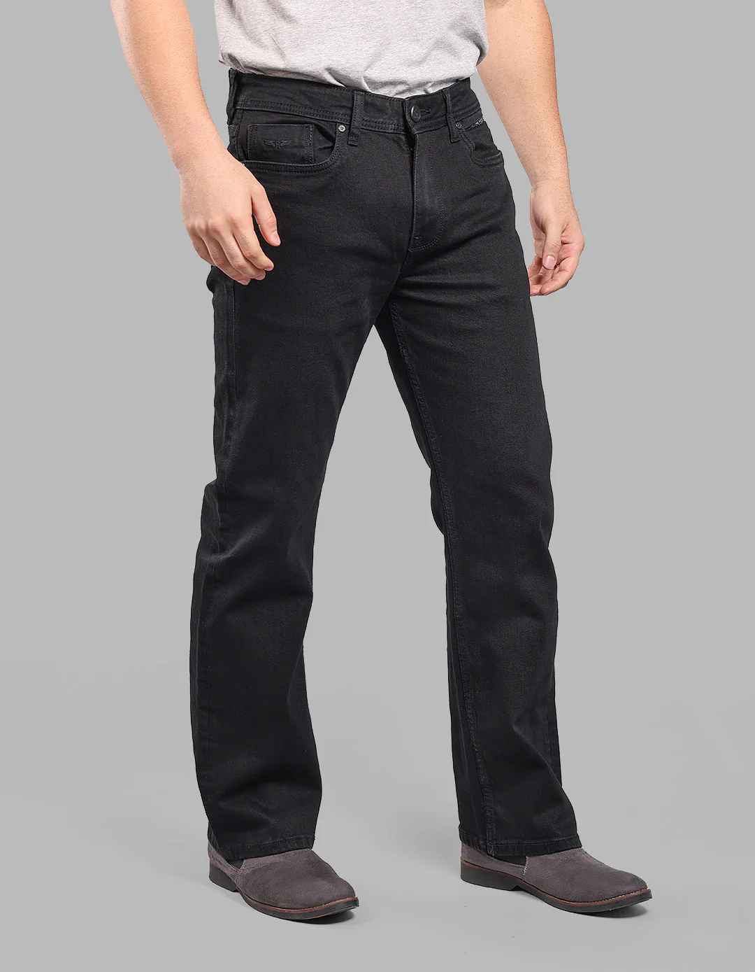Black 5 Pocket Midrise Loose Fit Stretch Jeans - Image 4