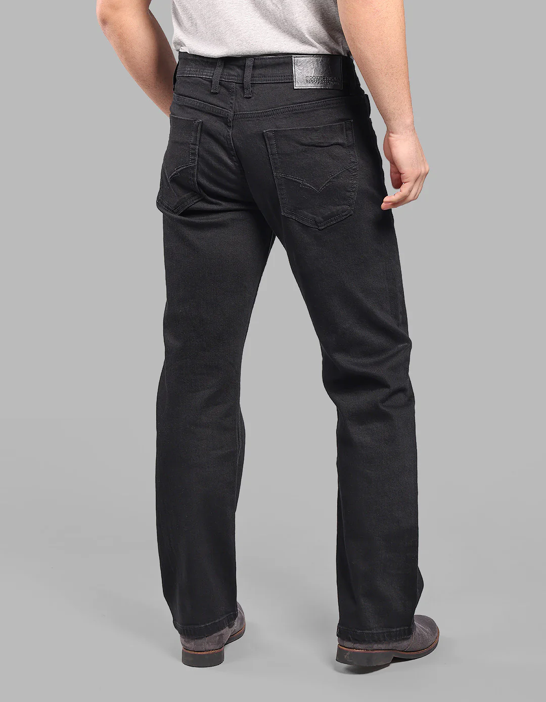 Black 5 Pocket Midrise Loose Fit Stretch Jeans - Image 5