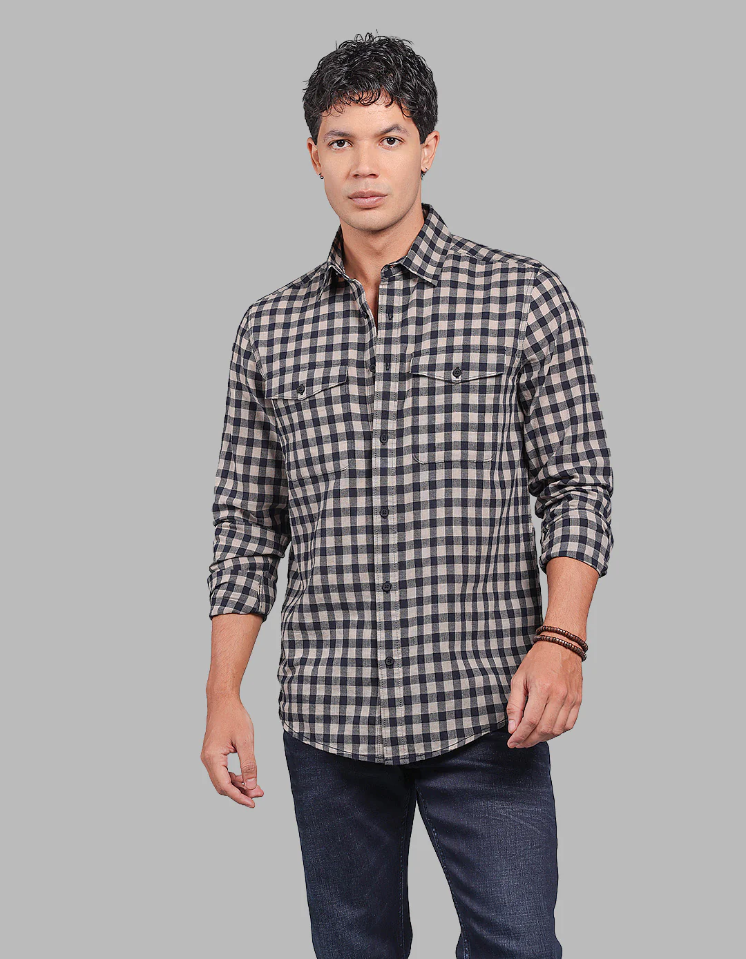 Black Full Sleeve Check Shirt