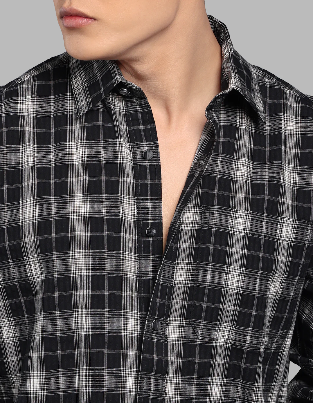 Black Full Sleeve Check Shirt - Image 6
