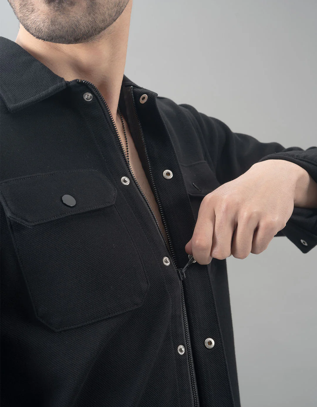 Black Full Sleeve Knit Shacket - Image 6