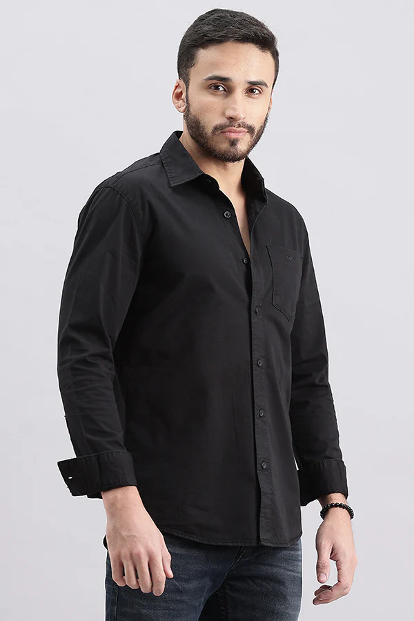 Black Full Sleeve Solid Shirt - Image 3