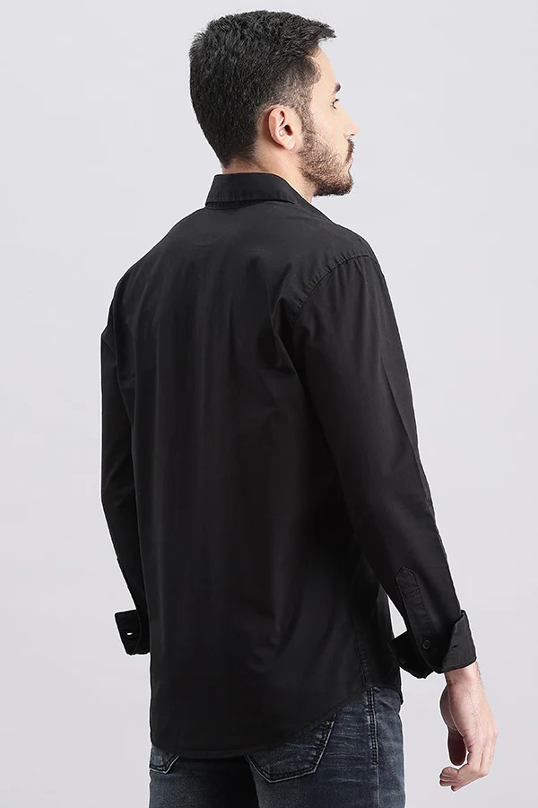 Black Full Sleeve Solid Shirt - Image 4