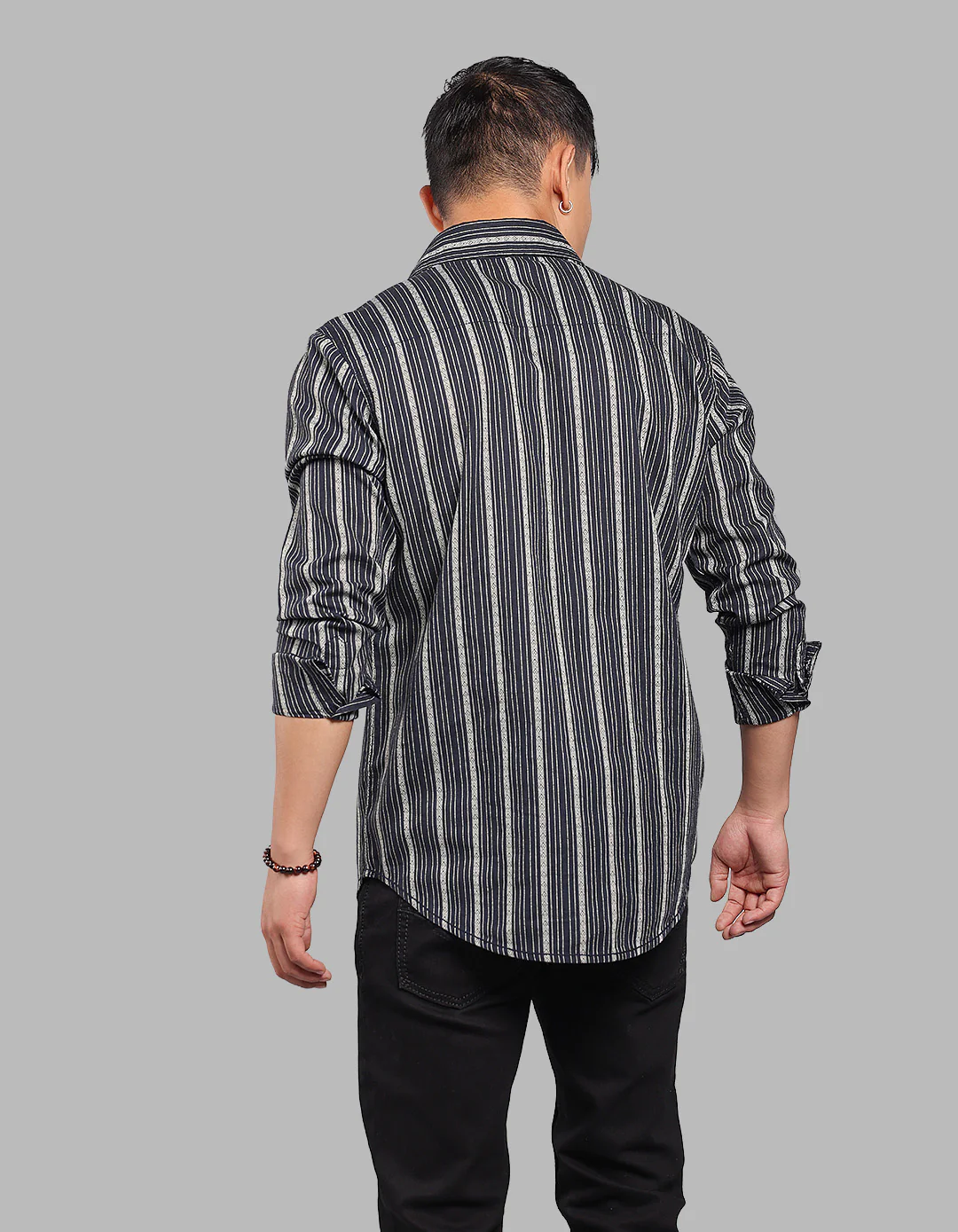 Black Full Sleeve Stripe Shirt - Image 5