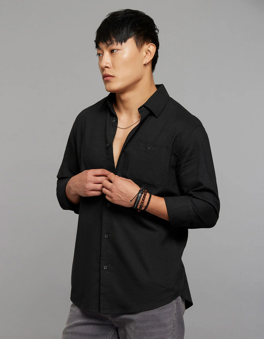Black Full Sleeves Linen Blend Shirt - Image 4
