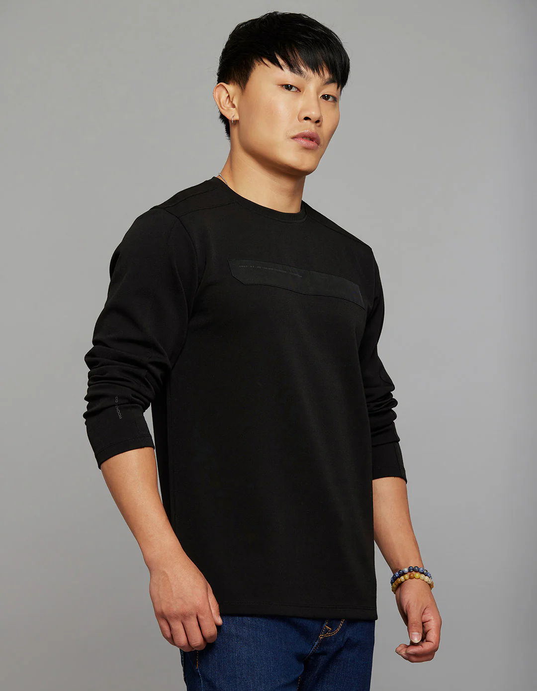 Black Full Sleeves Round Neck Tee - Image 4