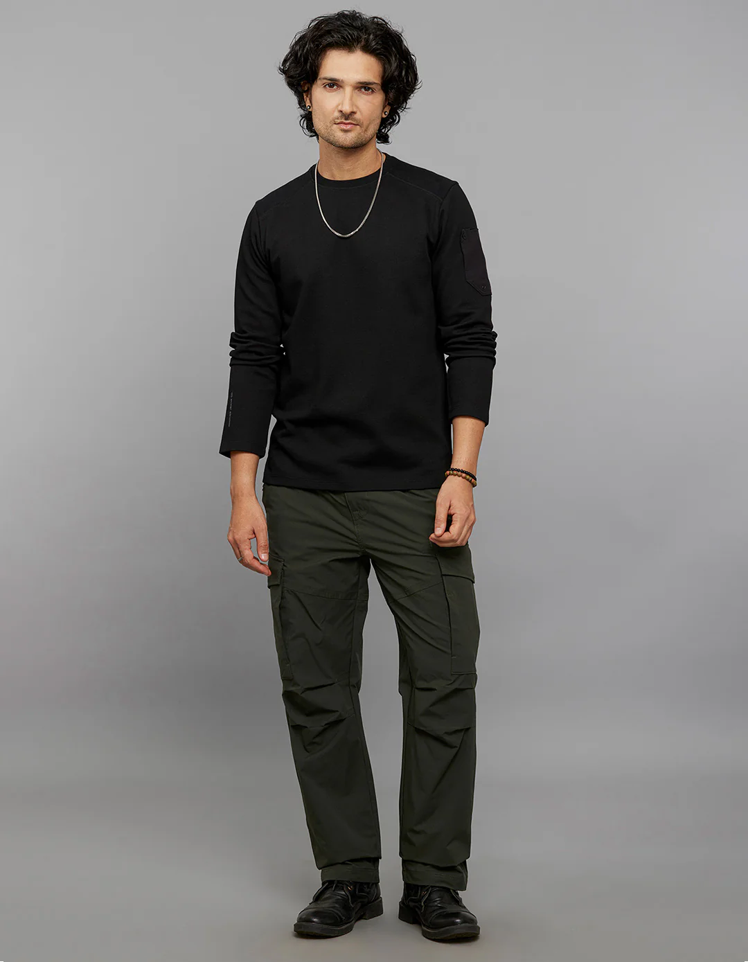 Black Full Sleeves Round Neck Tee - Image 2