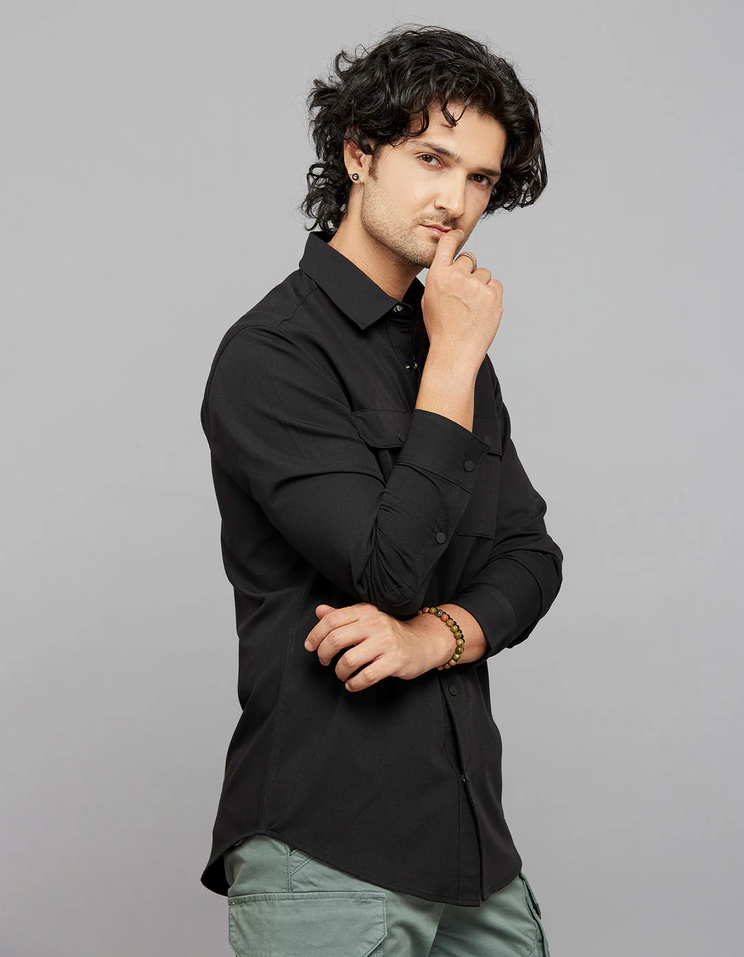 Black Full Sleeves Solid Shirt - Image 4