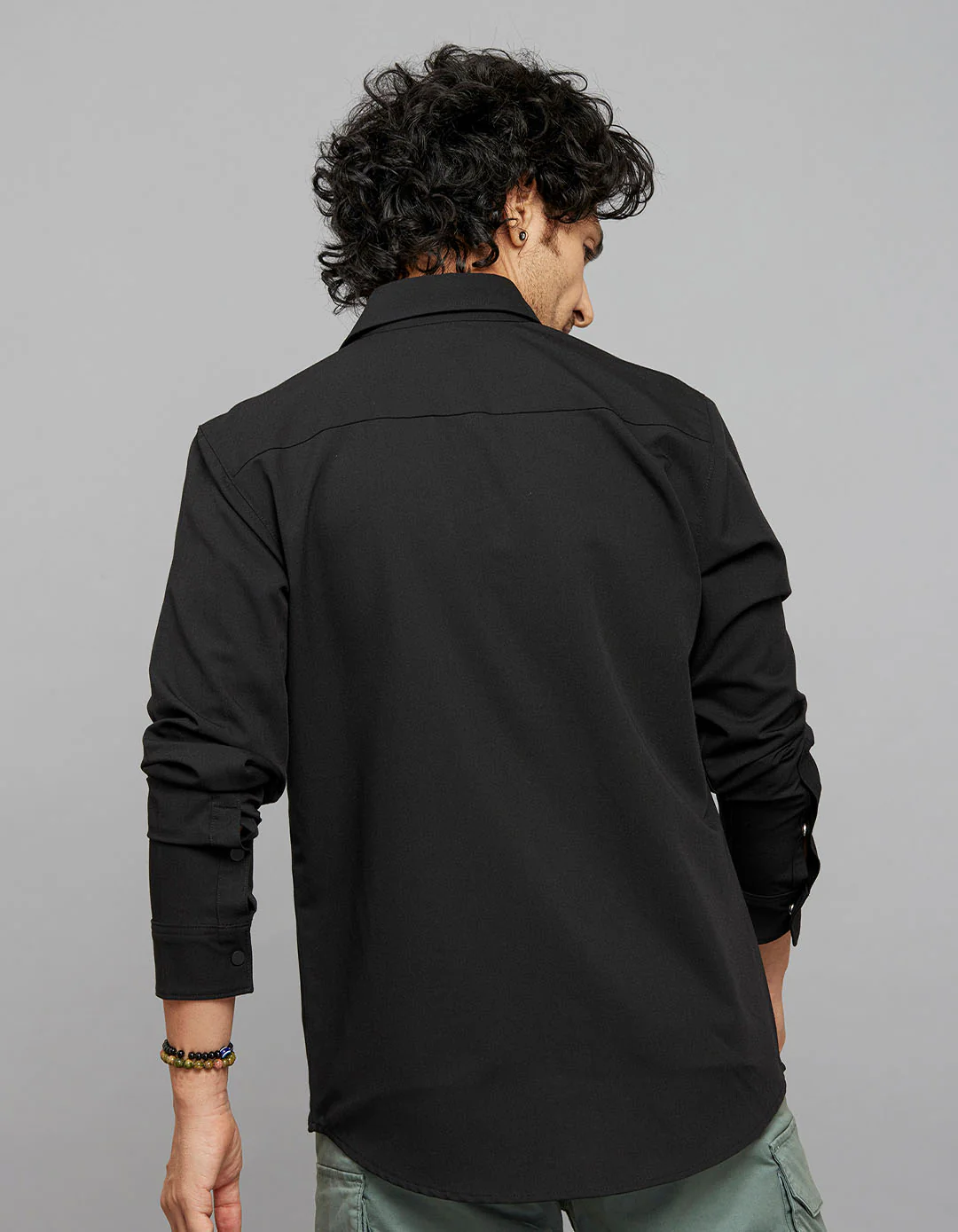 Black Full Sleeves Solid Shirt - Image 7