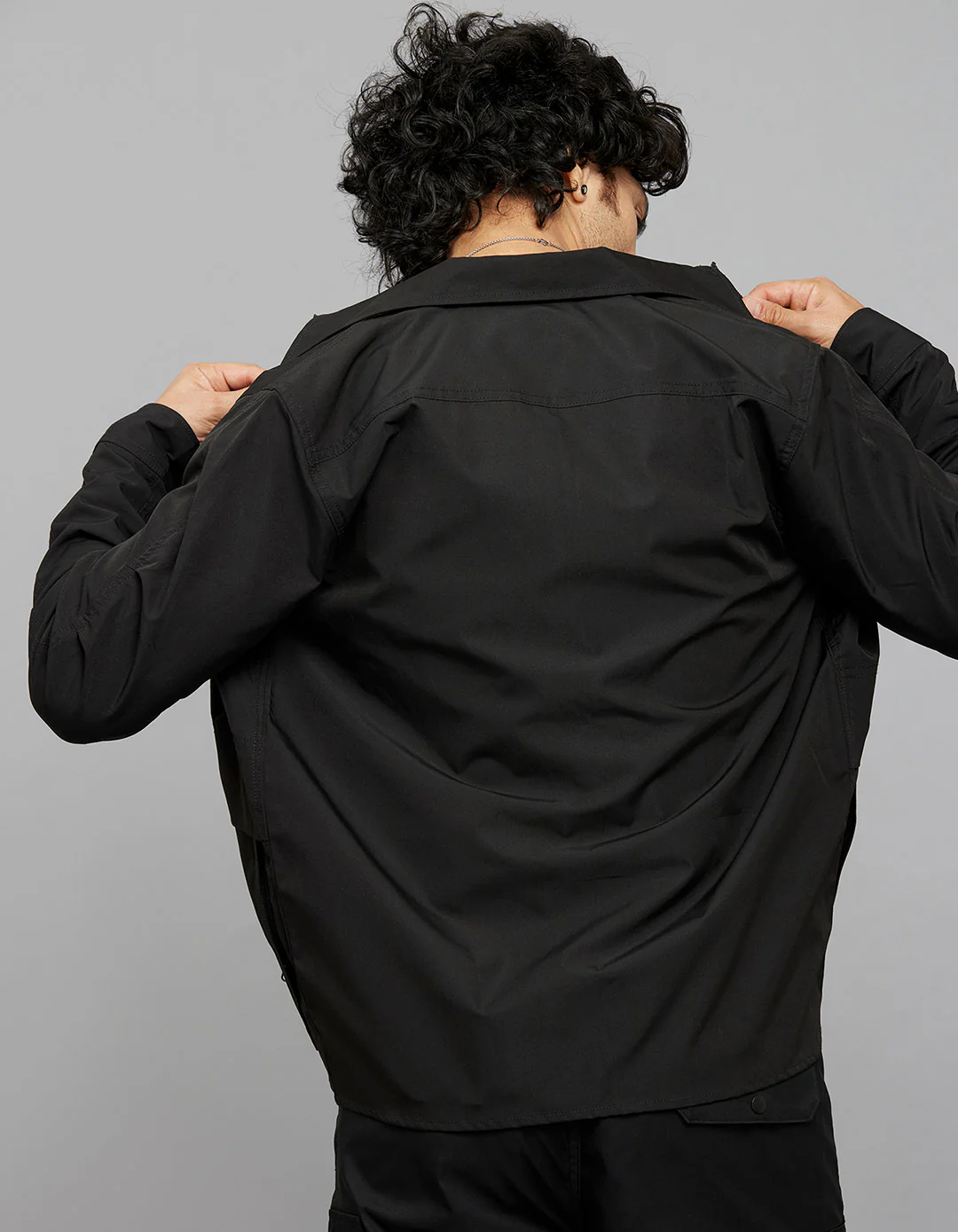 Black Full Sleeves Zipper Front Closure Shacket - Image 5