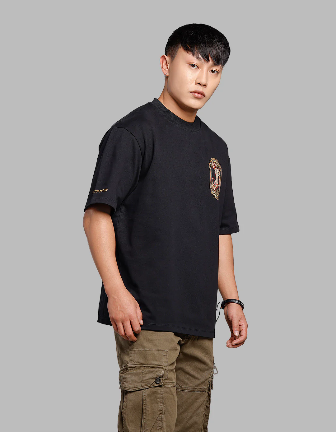 Black Half Sleeves Oversize Tee - Image 4