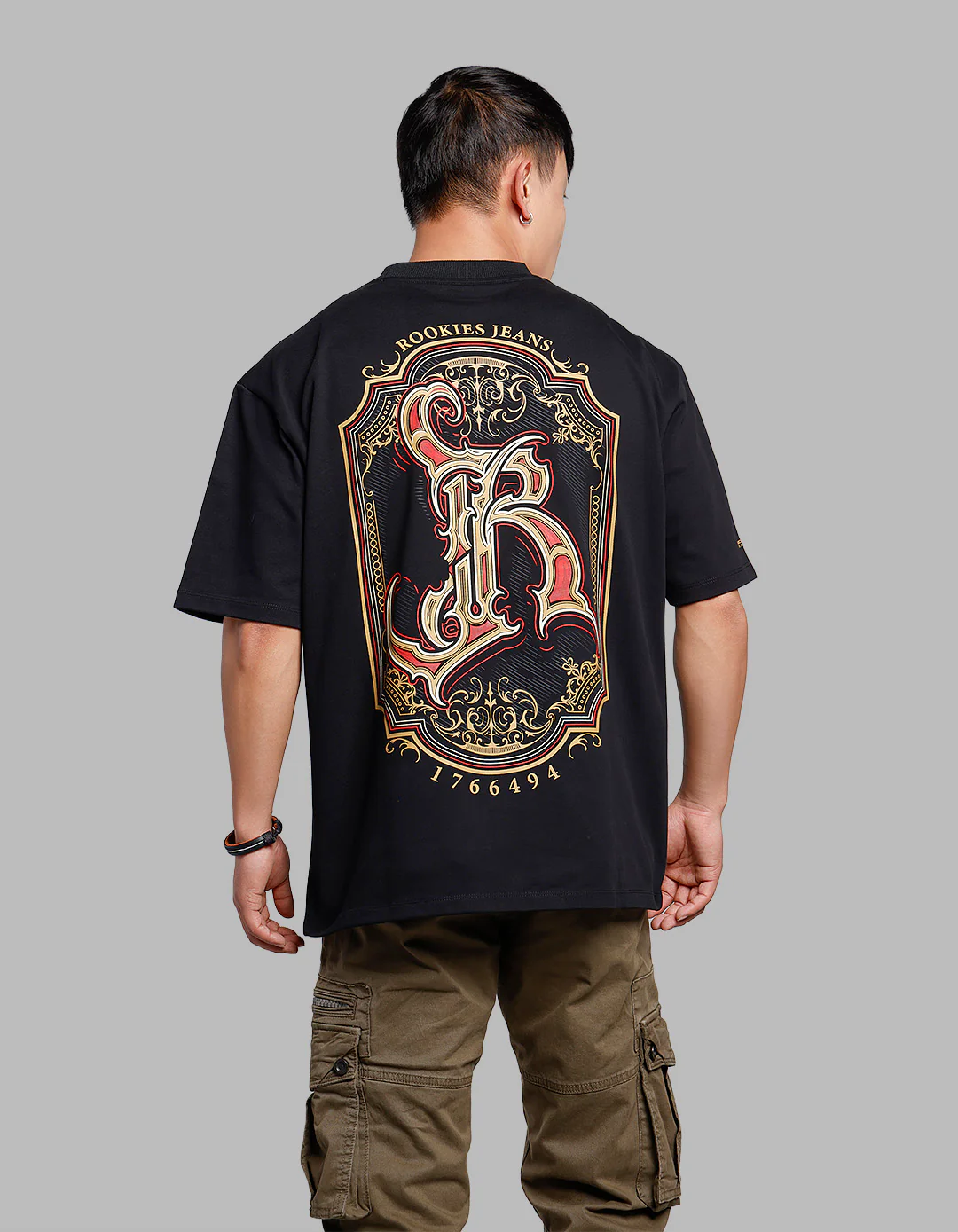 Black Half Sleeves Oversize Tee - Image 5