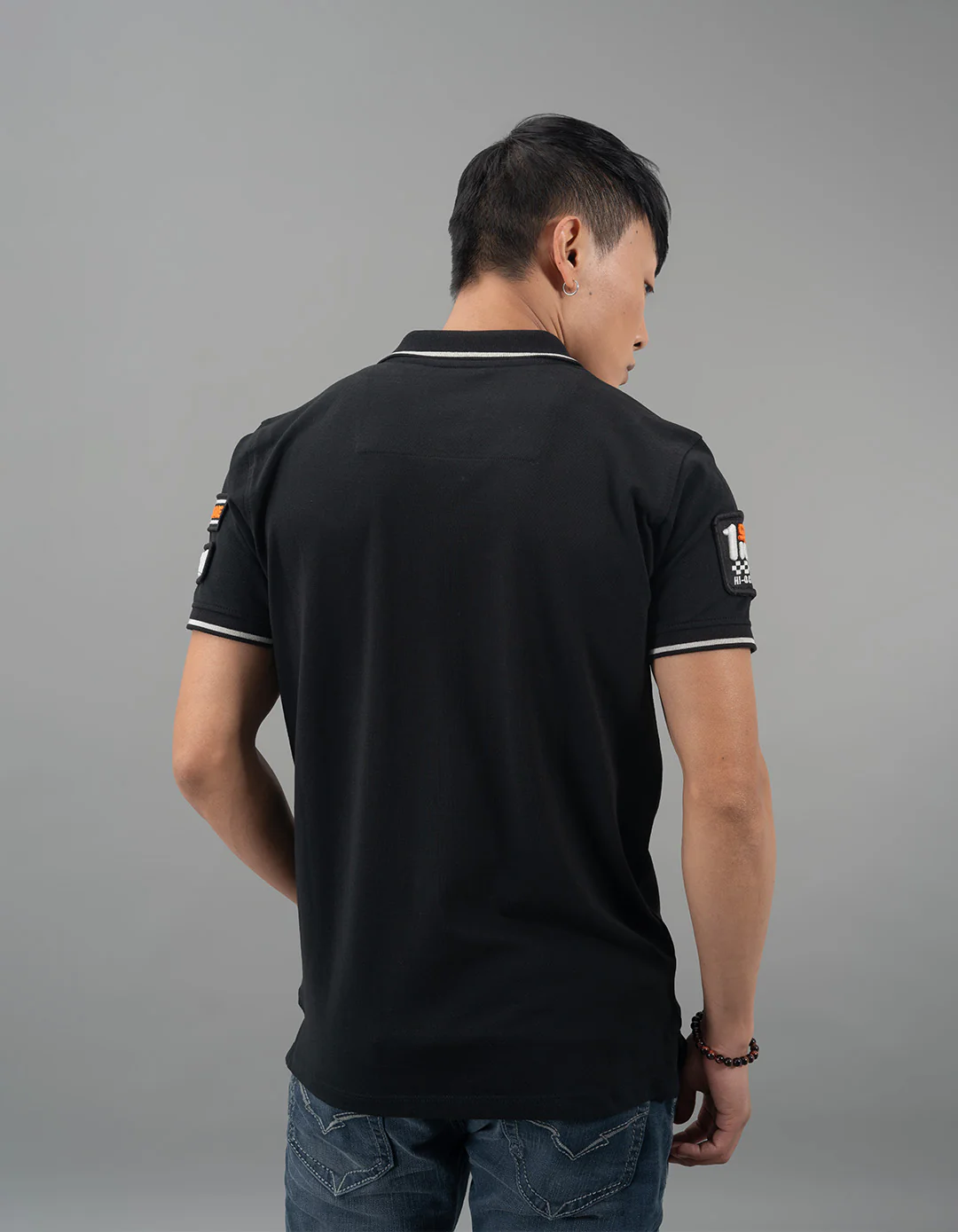 Black Half Sleeves Pique Polo Tee - Image 5