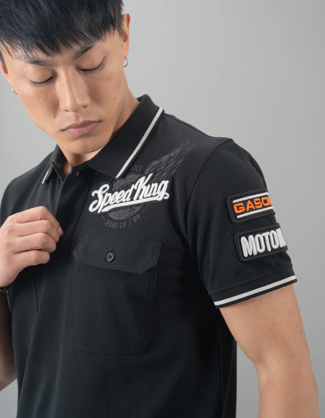 Black Half Sleeves Pique Polo Tee - Image 6