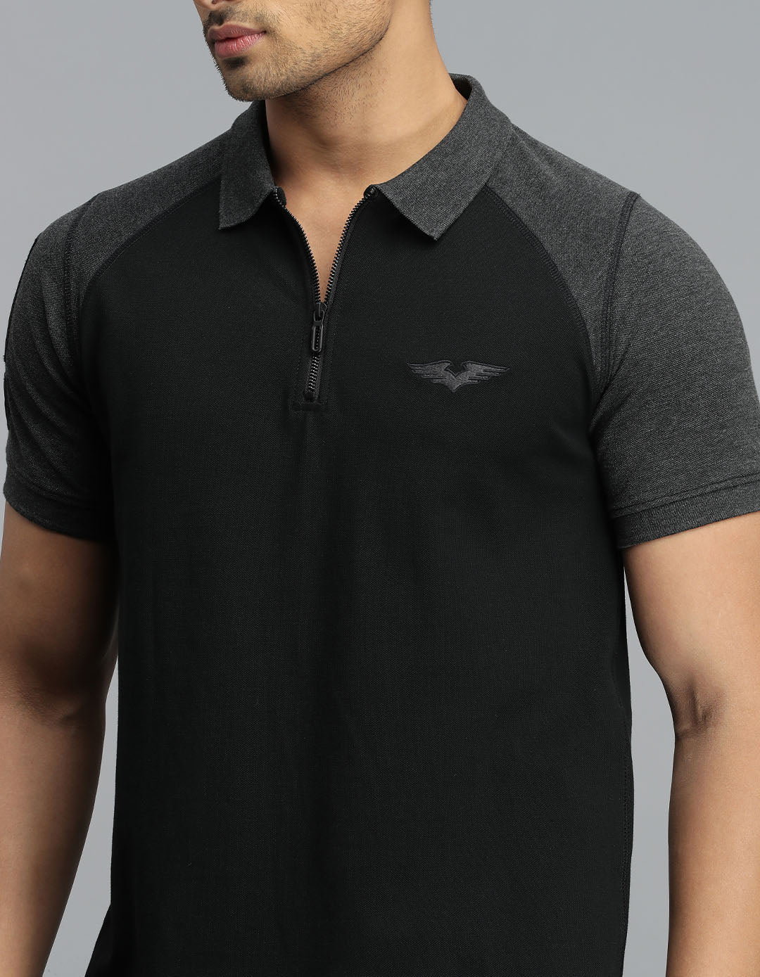 Black Half Sleeves Pique Polo Tee - Image 6