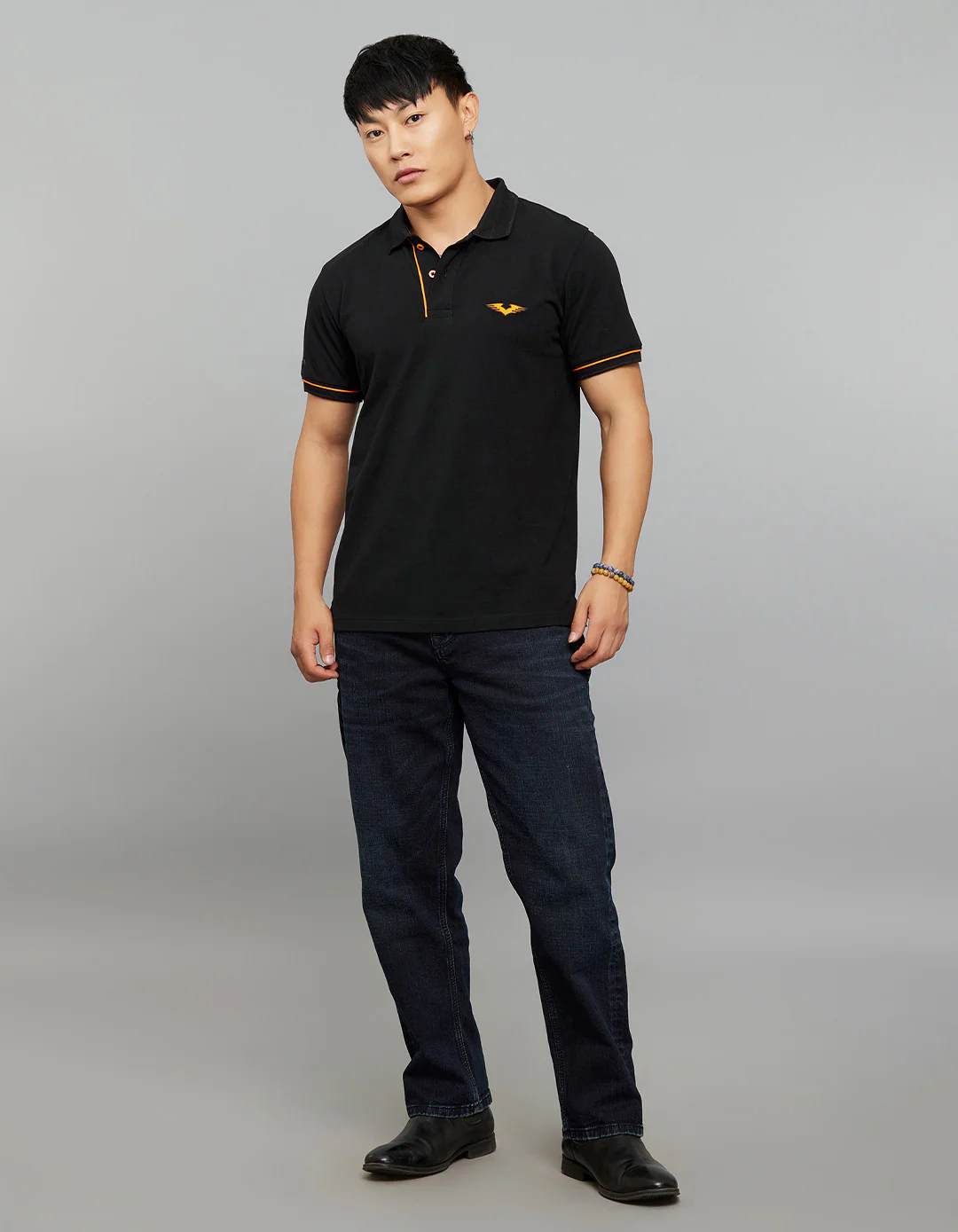 Black Half Sleeves Pique Polo Tee - Image 2