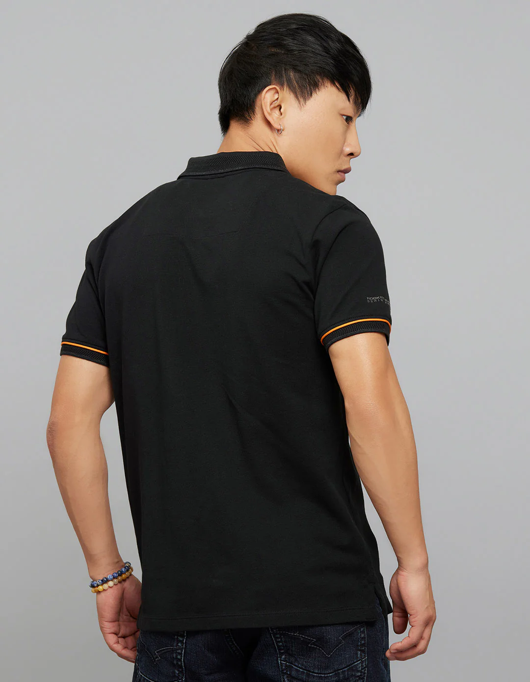 Black Half Sleeves Pique Polo Tee - Image 5