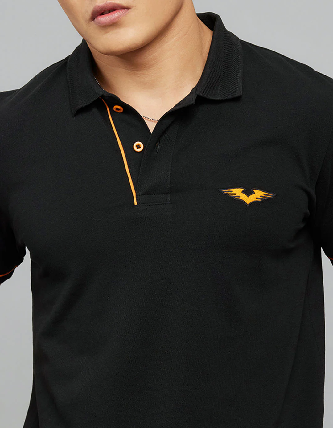 Black Half Sleeves Pique Polo Tee - Image 6