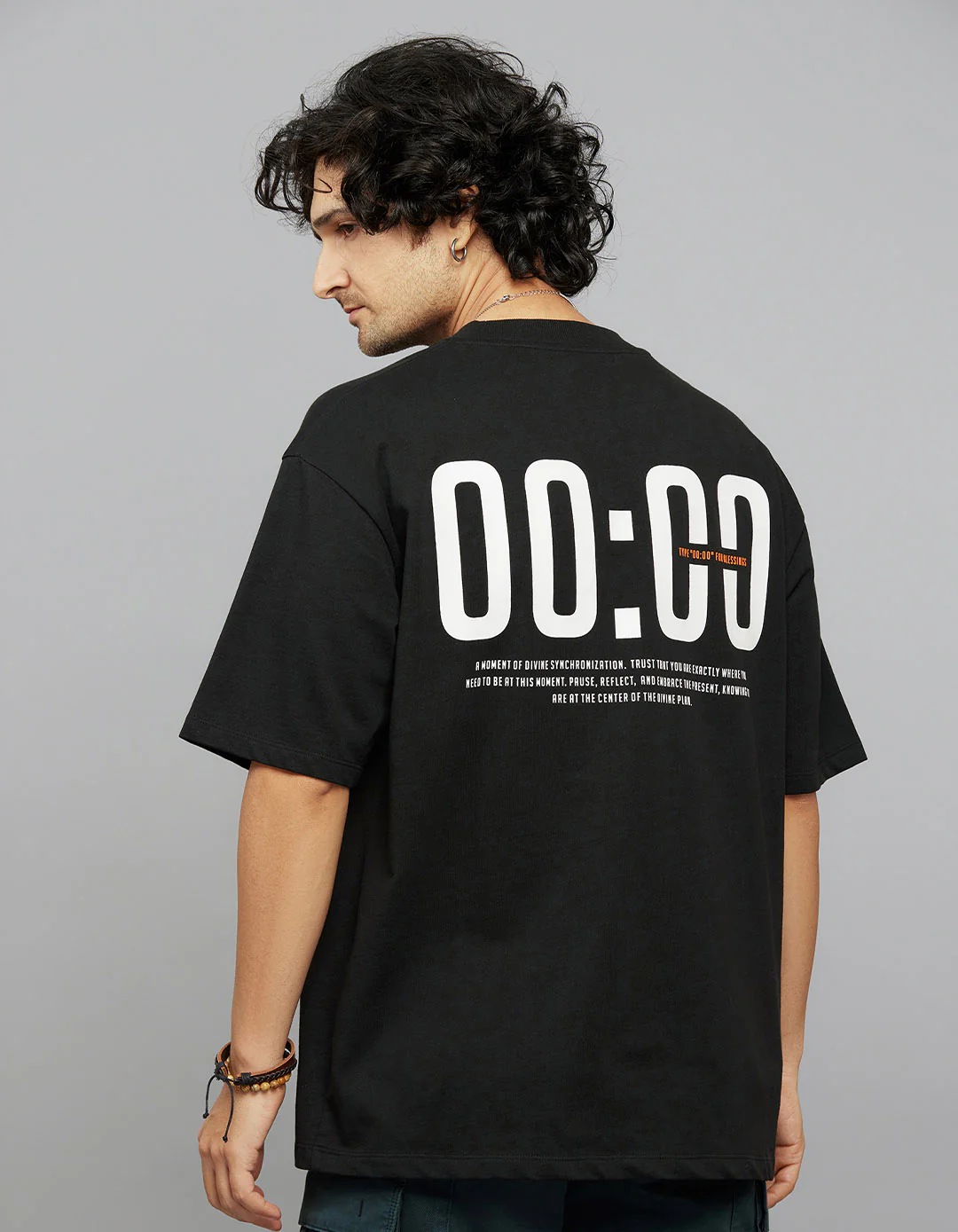 Black Half Sleeves Round Neck Oversized Tee