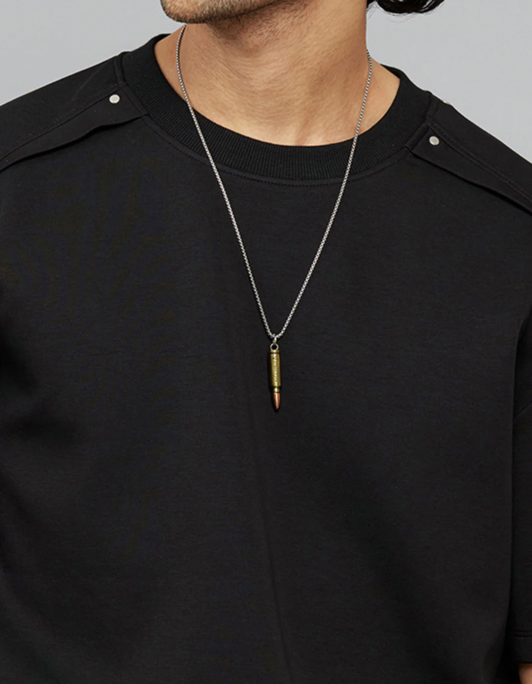 Black Half Sleeves Round Neck Oversized Tee - Image 6