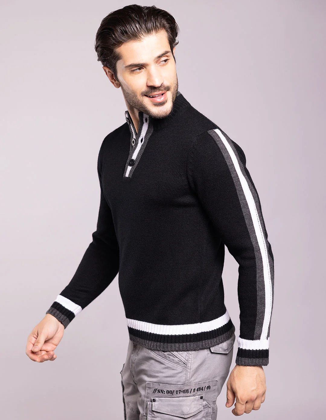 Black High Neck Pullover Sweater - Image 3