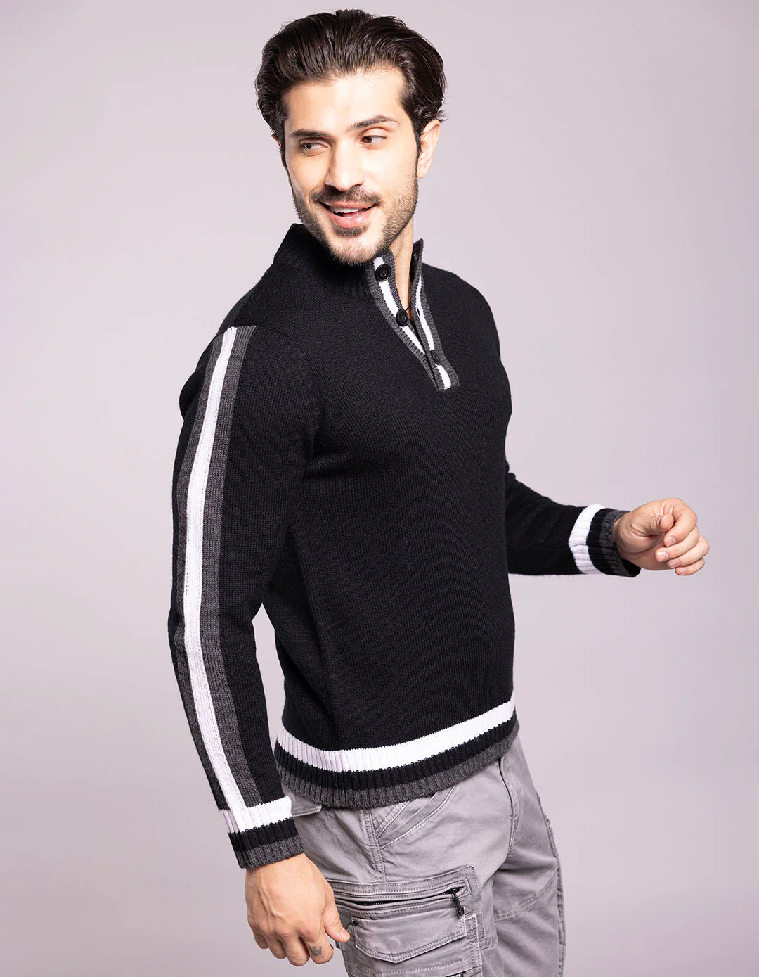 Black High Neck Pullover Sweater - Image 4