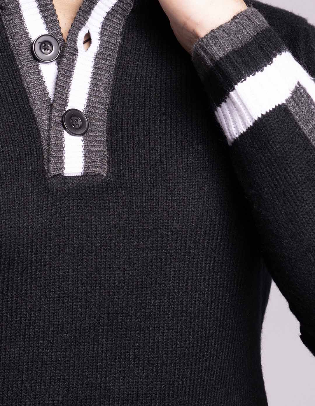 Black High Neck Pullover Sweater - Image 6