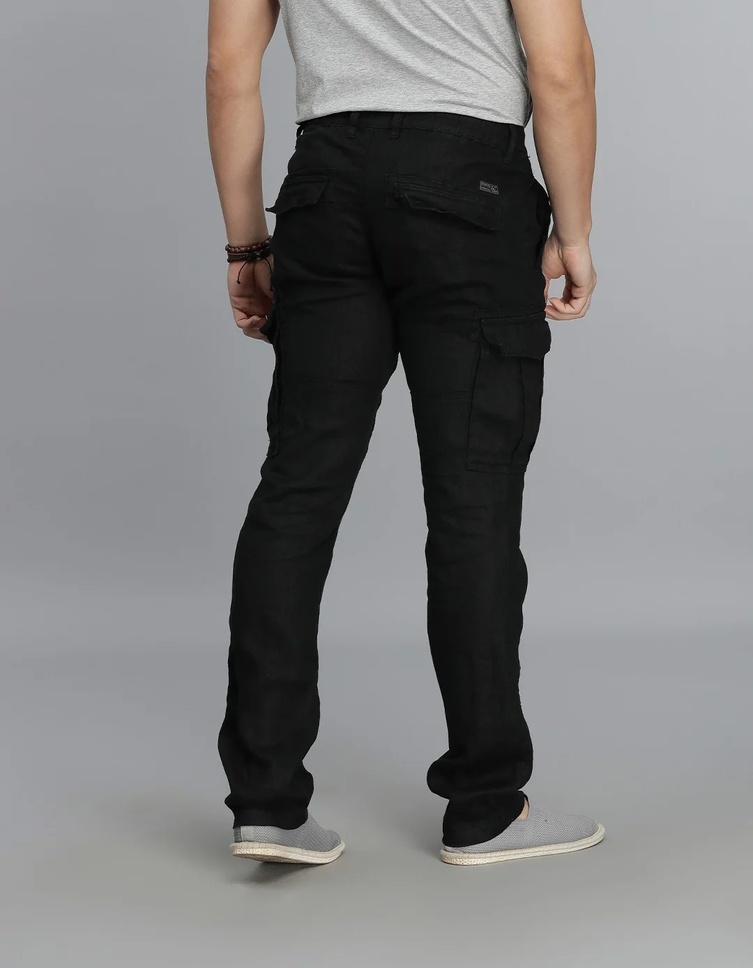 Black 100% Linen Cargo Pant - Image 5
